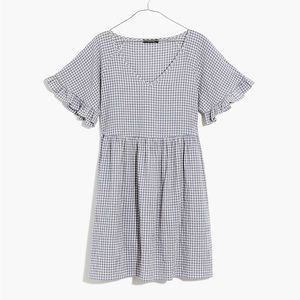 Madewell Ruffle-Sleeve Babydoll Dress in Seersucker Gingham